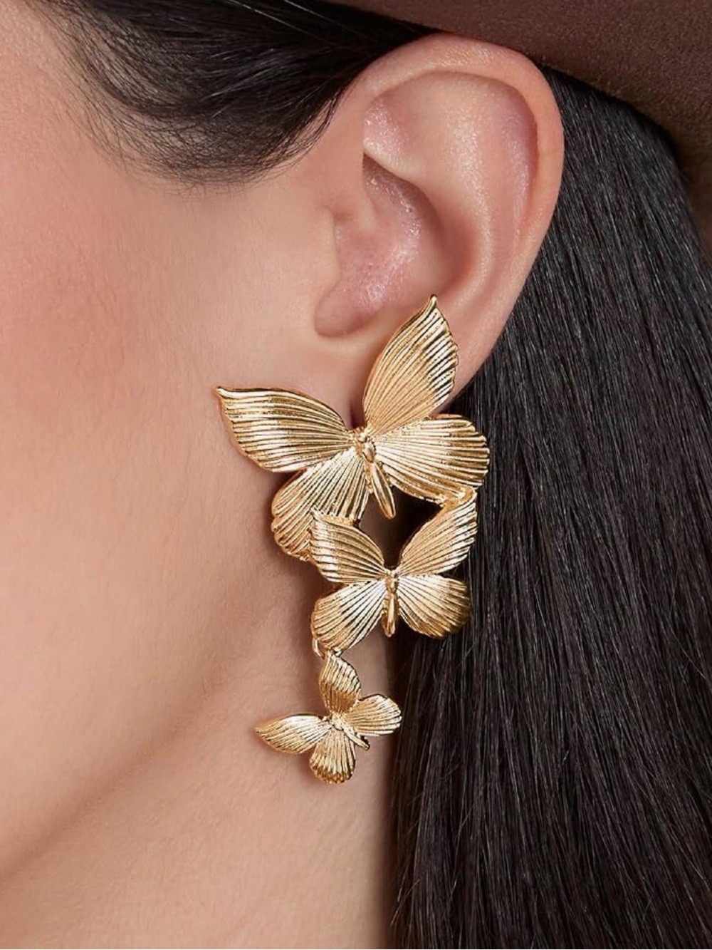 Jessica Simpson Gold Butterfly Drop Earrings